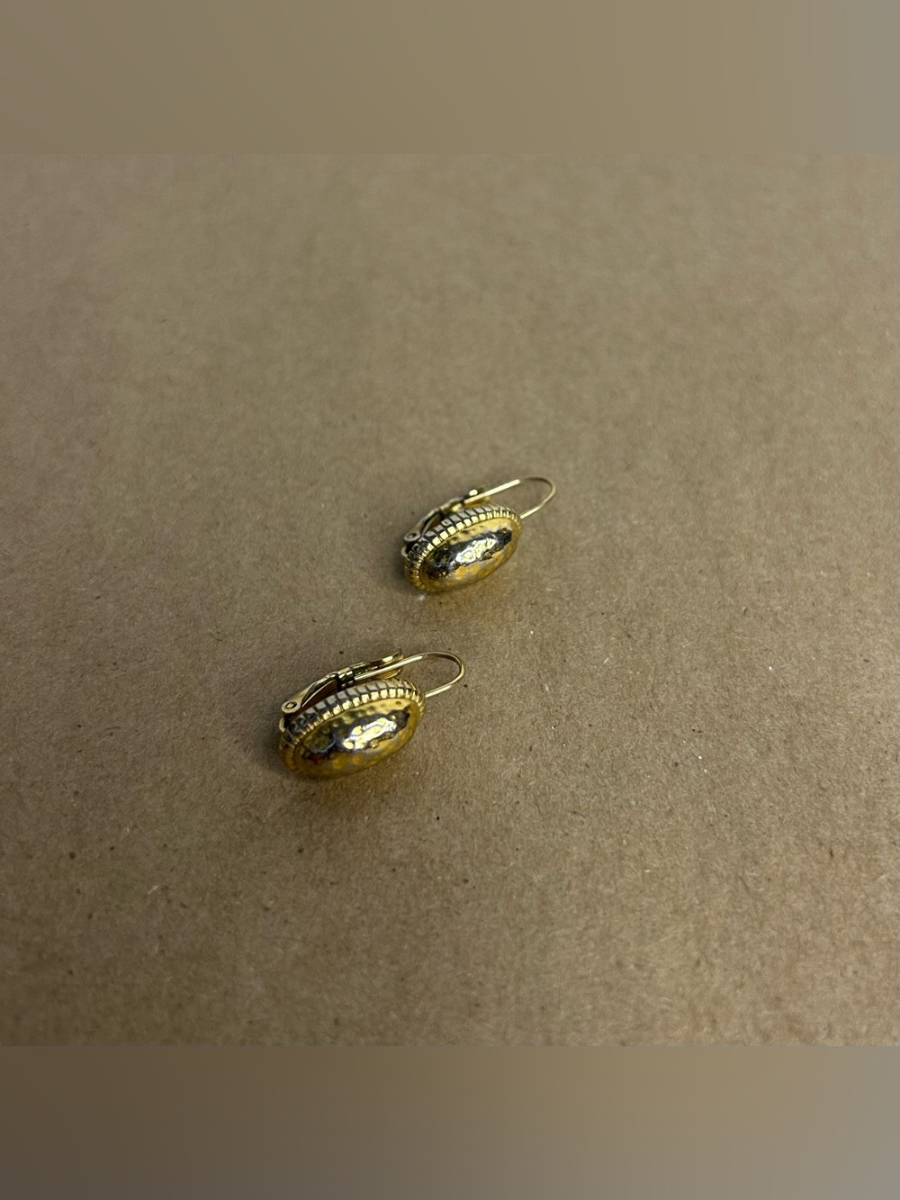 5 for $25🔥Yellow Gold Toned Textured Oval Lever-Back Earrings